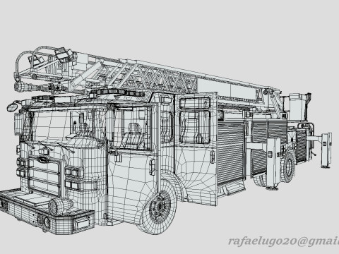 Firetruck Pierce 105 HEAVY-DUTY STEEL AERIAL LADDER Low-poly Modèle 3D