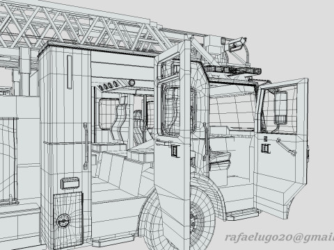 Firetruck Pierce 105 HEAVY-DUTY STEEL AERIAL LADDER Low-poly Modèle 3D