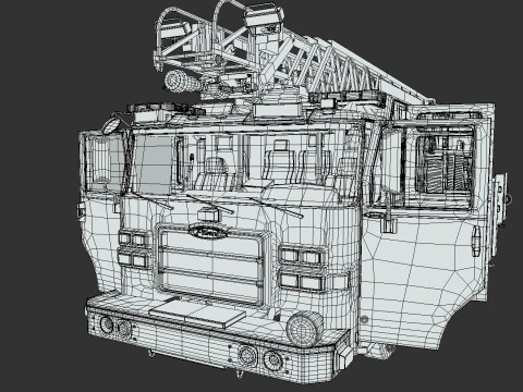 Firetruck Pierce 105 HEAVY-DUTY STEEL AERIAL LADDER Low-poly 3D Model