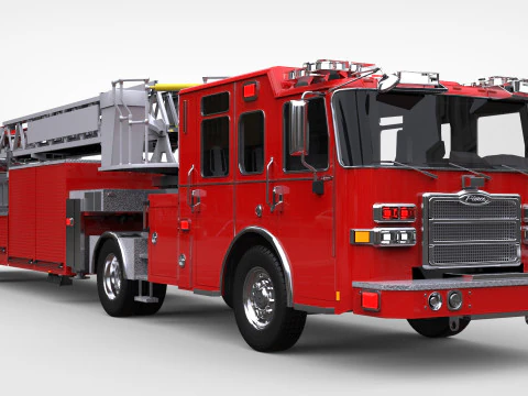 Firetruck Pierce Ascendant 107 Escada a&eacute;rea para leme para servi&ccedil;o pesado Low-poly Modelo 3D