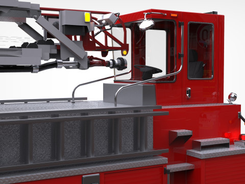 Firetruck Pierce Ascendant 107 Heavy-Duty Tiller Aerial Ladder Low-poly 3D Model