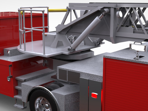 Firetruck Pierce Ascendant 107 Heavy-Duty Tiller Aerial Ladder Low-poly 3D Model
