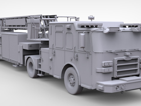 Firetruck Pierce Ascendant 107 Heavy-Duty Tiller Aerial Ladder Low-poly 3D Model