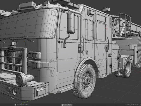 Firetruck Pierce Ascendant 107 Heavy-Duty Tiller Aerial Ladder Low-poly 3D Model