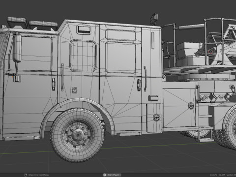 Firetruck Pierce Ascendant 107 Heavy-Duty Tiller Aerial Ladder Low-poly 3D Model