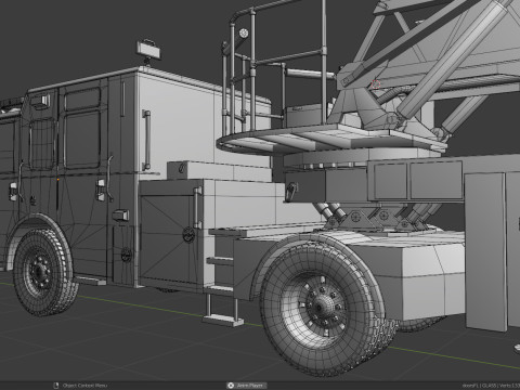 Firetruck Pierce Ascendant 107 Heavy-Duty Tiller Aerial Ladder Low-poly 3D Model