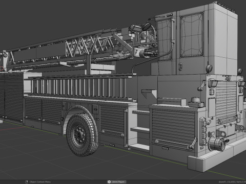 Firetruck Pierce Ascendant 107 Heavy-Duty Tiller Aerial Ladder Low-poly 3D Model