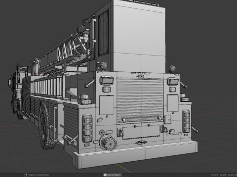 Firetruck Pierce Ascendant 107 Heavy-Duty Tiller Aerial Ladder Low-poly 3D Model