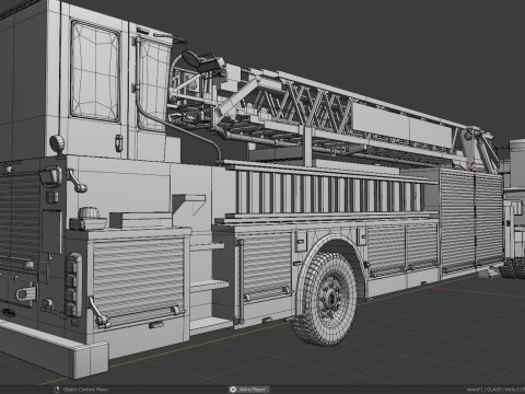 Firetruck Pierce Ascendant 107 Heavy-Duty Tiller Aerial Ladder Low-poly 3D Model