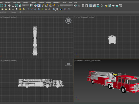 Firetruck Pierce Ascendant 107 Heavy-Duty Tiller Aerial Ladder Low-poly 3D Model