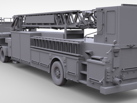 Firetruck Pierce Ascendant 107 Heavy-Duty Tiller Aerial Ladder Low-poly 3D Model