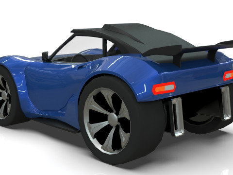 Cartoon Vehicle - Youtube timelapse modeling Low-poly Modello 3D
