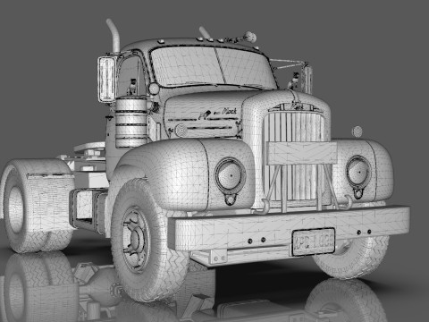 1958 Mack B61 Semi-Trailer Modelo 3D