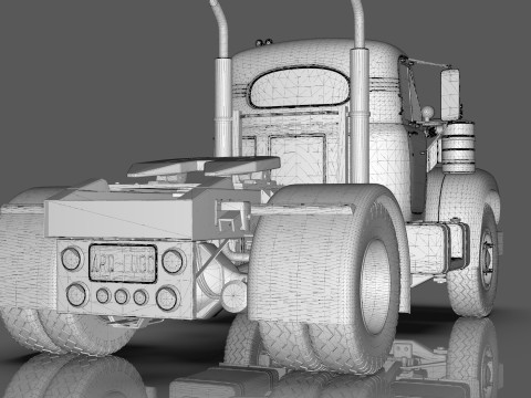 1958 Mack B61 Semi-Trailer Modelo 3D