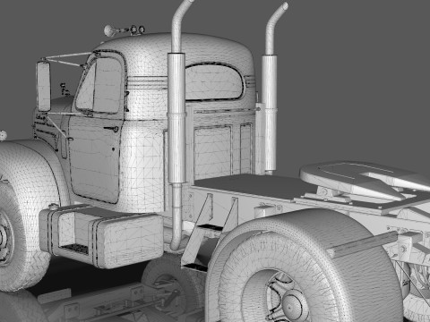 1958 Mack B61 Semi-Trailer Modelo 3D