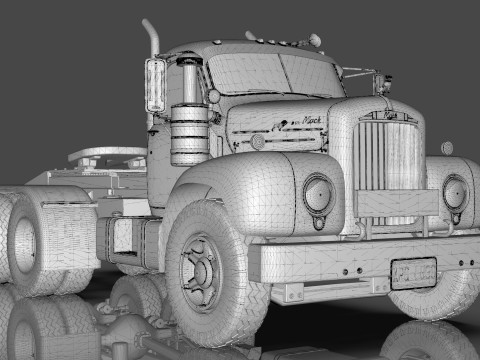 1958 MACK B61 Tandem Axle TRUCK 3D 模型