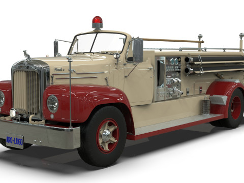 Mack B6 Open-Top Firetruck 1958 3D 模型