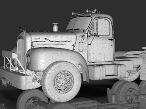 Mack B6 Tandem with Camelback Suspension 3D 모델