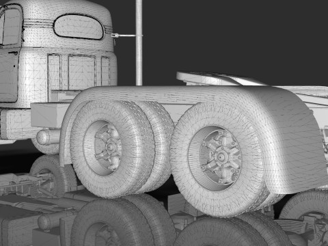 Mack B6 Tandem with Camelback Suspension 3D 모델