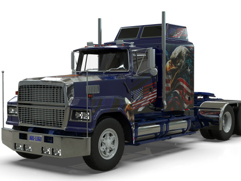 Semi Truck Sleeper Cab Tandem BLENDER Modelo 3D