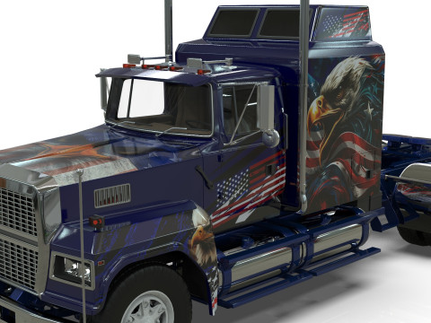 Semi Truck Sleeper Cab Tandem BLENDER Modello 3D