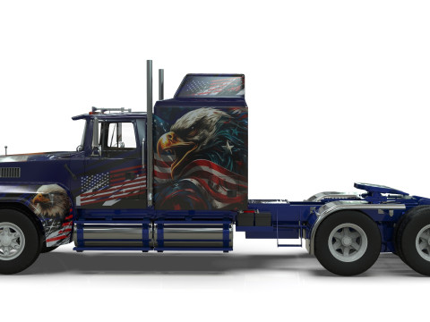 Semi Truck Sleeper Cab Tandem BLENDER Modello 3D