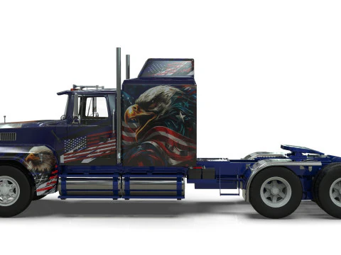 Semi Truck Sleeper Cab Tandem BLENDER 3D Model