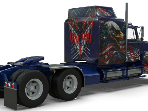 Semi Truck Sleeper Cab Tandem BLENDER Modello 3D