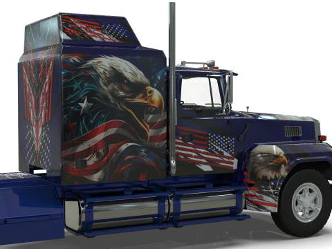Semi Truck Sleeper Cab Tandem BLENDER 3D Model