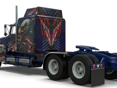 Semi Truck Sleeper Cab Tandem BLENDER Modello 3D