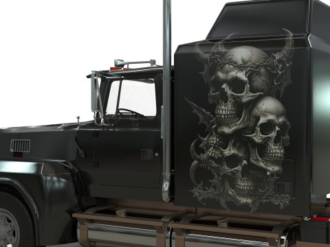 Semi Truck Sleeper Cab Tandem BLENDER Modello 3D