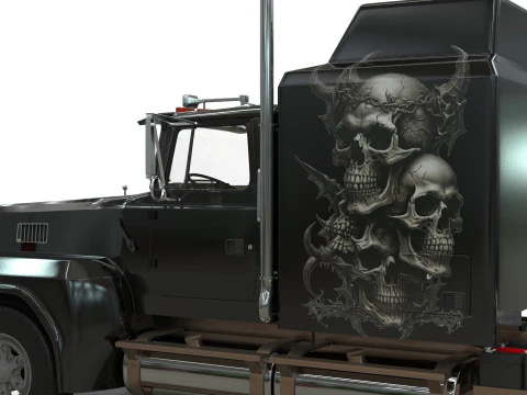 Semi Truck Sleeper Cab Tandem BLENDER 3D Model