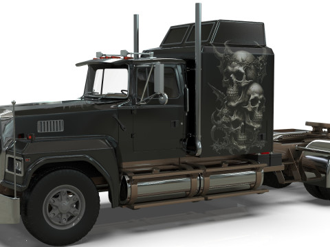 Semi Truck Sleeper Cab Tandem BLENDER Modello 3D