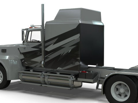 Semi Truck Sleeper Cab Tandem BLENDER Modello 3D