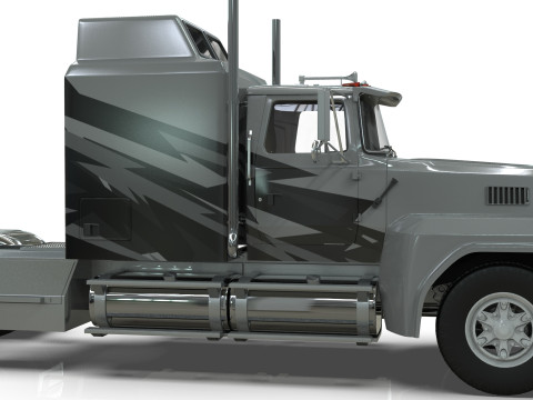Semi Truck Sleeper Cab Tandem BLENDER Modello 3D