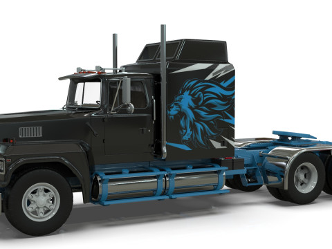 Semi Truck Sleeper Cab Tandem BLENDER Modello 3D