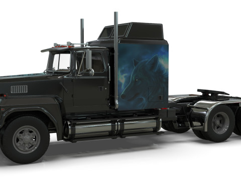 Semi Truck Sleeper Cab Tandem BLENDER Modello 3D