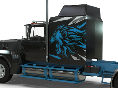 Semi Truck Sleeper Cab Tandem BLENDER Modello 3D