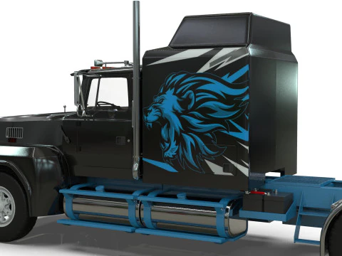 Semi Truck Sleeper Cab Tandem BLENDER 3D Model