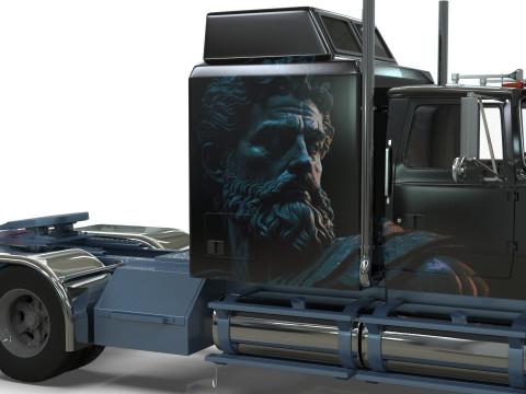 Semi Truck Sleeper Cab Tandem BLENDER Modello 3D