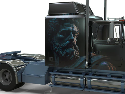 Semi Truck Sleeper Cab Tandem BLENDER 3D Model