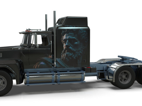 Semi Truck Sleeper Cab Tandem BLENDER Modello 3D
