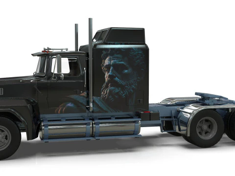 Semi Truck Sleeper Cab Tandem BLENDER 3D Model