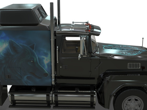 Semi Truck Sleeper Cab Tandem BLENDER Modello 3D
