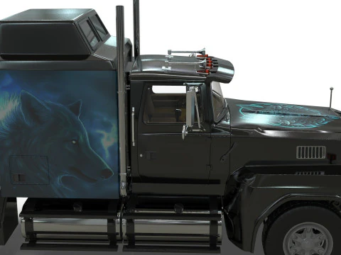 Semi Truck Sleeper Cab Tandem BLENDER 3D Model