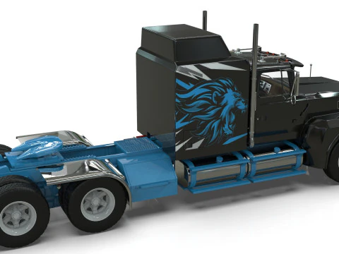 Semi Truck Sleeper Cab Tandem BLENDER 3D Model