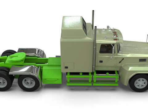 Semi Truck Sleeper Cab Tandem BLENDER Modello 3D