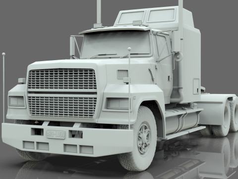Semi Truck Sleeper Cab Tandem BLENDER Modello 3D