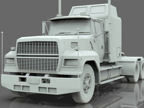 Semi Truck Sleeper Cab Tandem BLENDER 3D Model