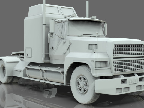 Semi Truck Sleeper Cab Tandem BLENDER Modello 3D